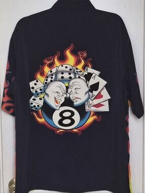 Vtg JNCO (2001) 8 Ball/ Flames Button Down Short Sleeve Shirt, Mns L, Exc. Cond!